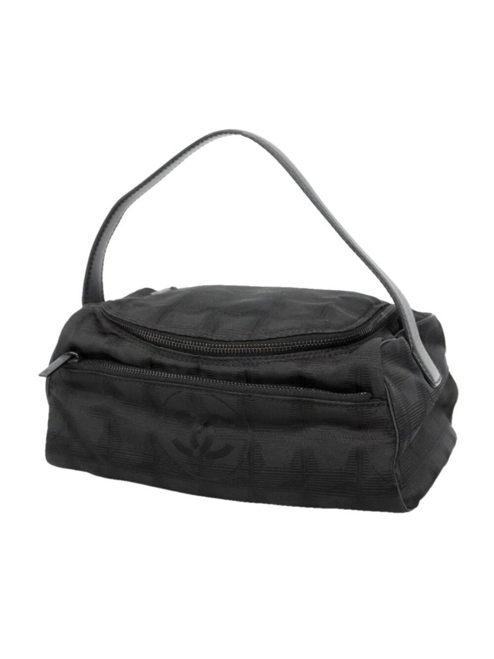 Chanel Vanity Bag New Travel Nylon Black Silver